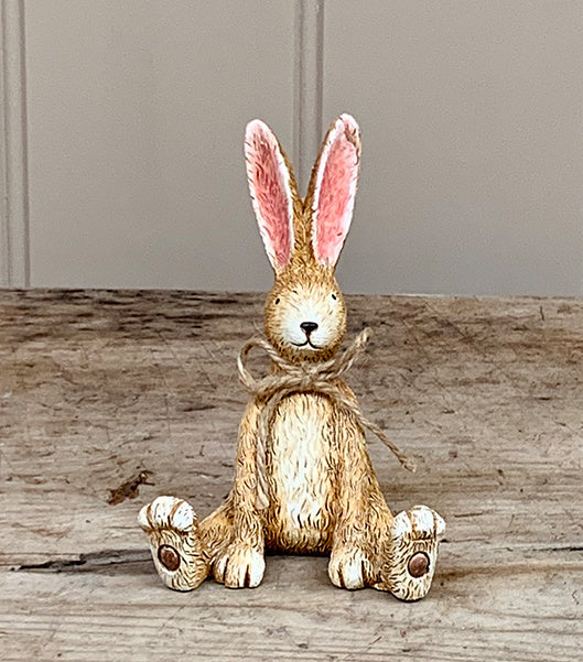 Sitting Rabbit with a jute bow