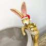 Christmas Pot Hanging Rabbit Clutching a Gold Star