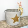 Christmas Pot Hanging Rabbit Clutching a Gold Star