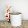 Christmas Pot Hanging Santa Rabbit Holding a Gift