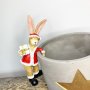 Christmas Pot Hanging Santa Rabbit Holding a Gift