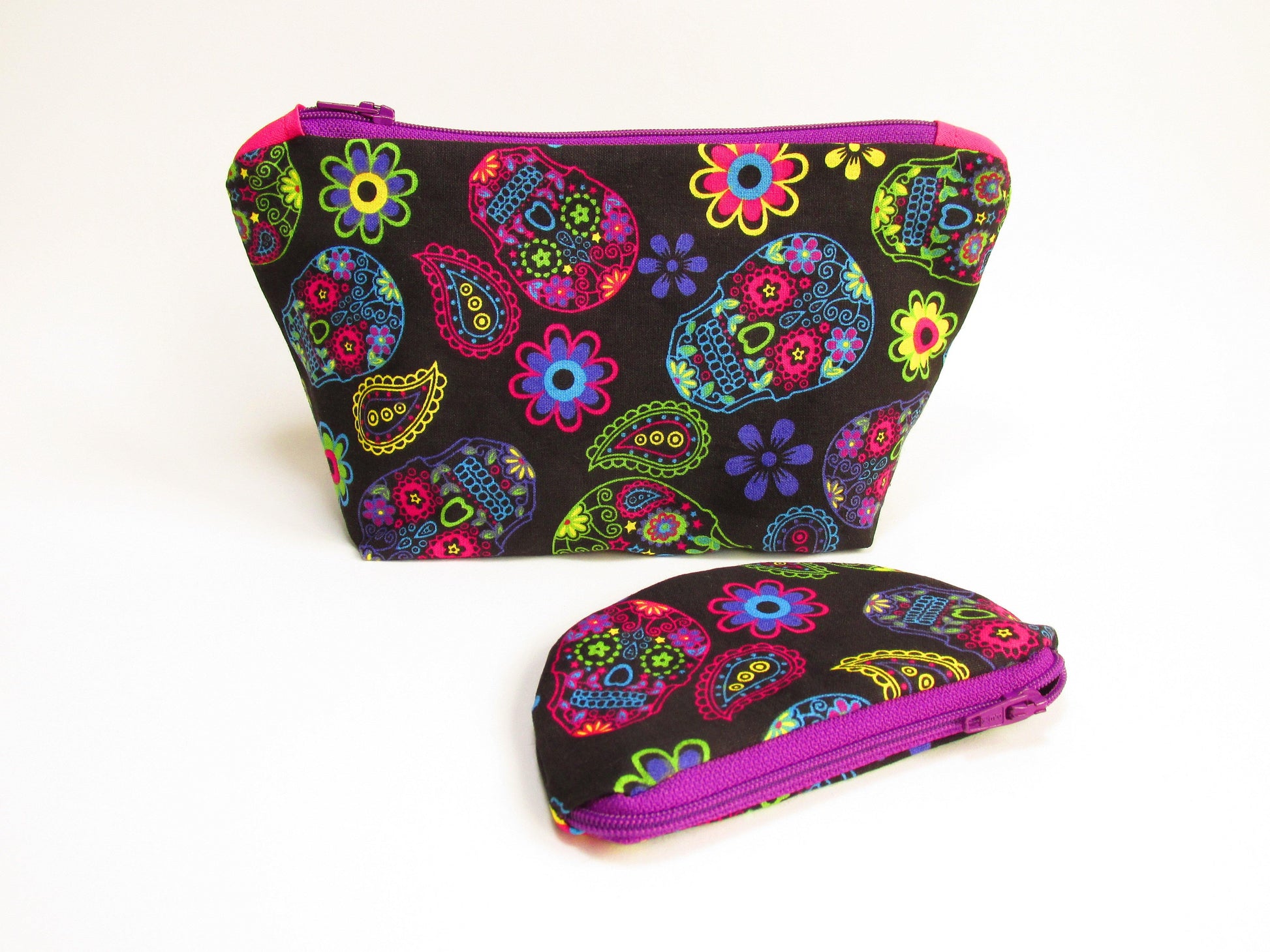 Sugar Skull Gift Set featuring a make up bag and coin purse, Olganna makes gifting easy! - Olganna