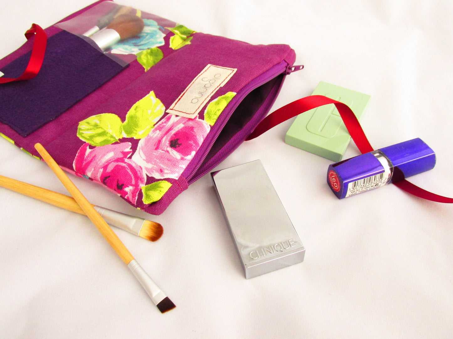 Personalised Make Up Wrap with zip pocket and brushes pocket - Olganna