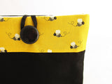 Make Up Pouch Bee Yellow and Black Fabric Cosmetics Bag - Olganna
