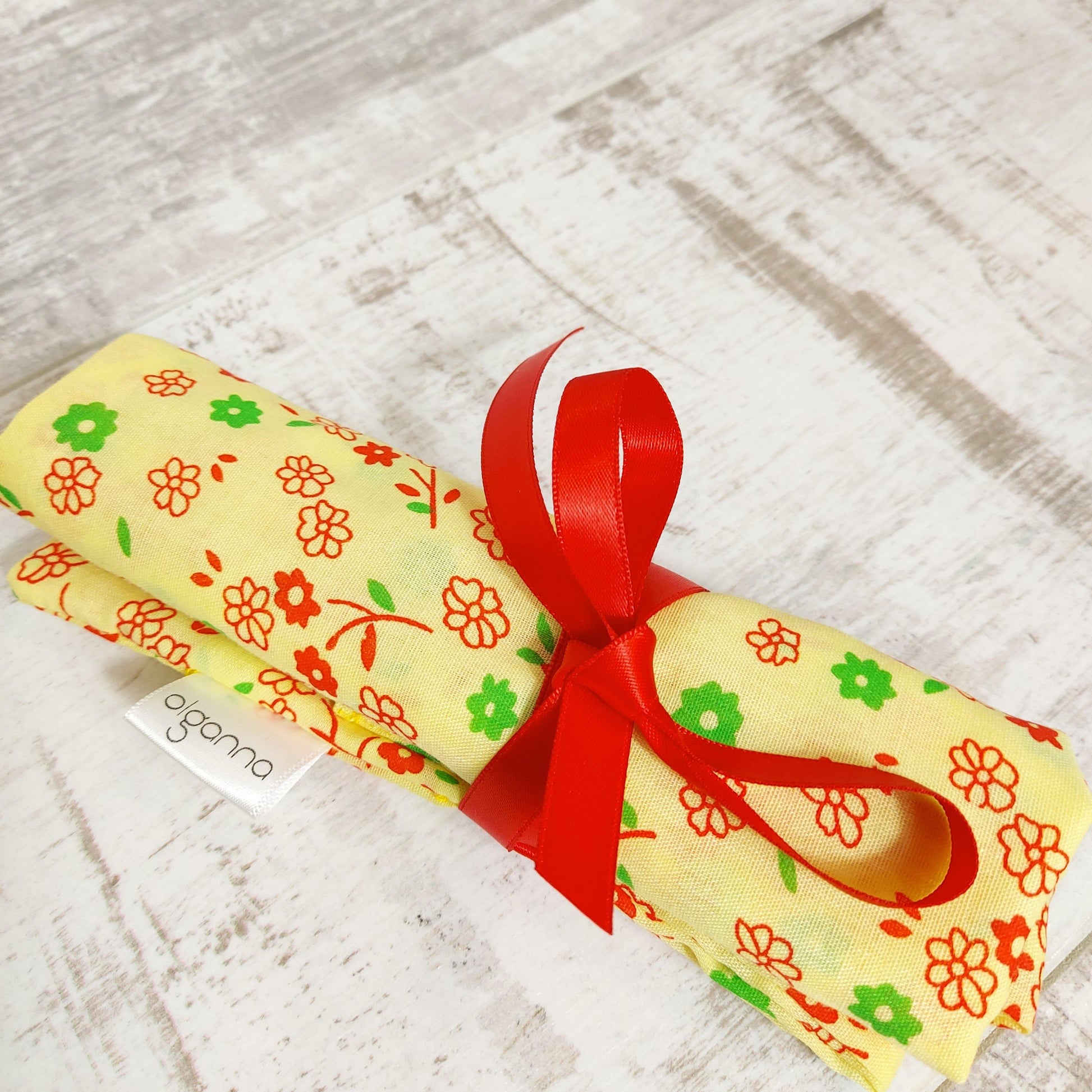 Yellow Floral Print Crochet Hook Case - Olganna