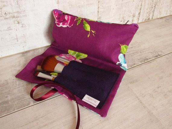 Make Up Bag with brushes pocket - Olganna