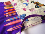 Pencil Roll with individual slots, handcrafted pencil organiser, Adult colouring is a thing now! - Olganna
