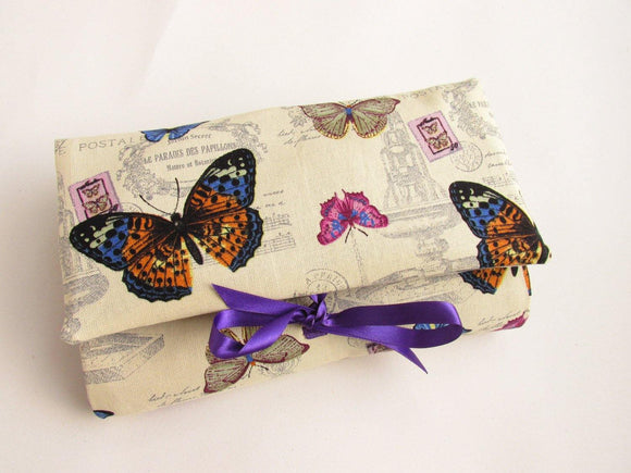 Butterfly Make Up Wrap with 3 sections and a beautiful print - Olganna
